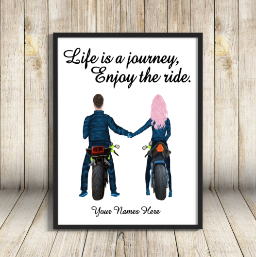 Couples Motorbike Print , Custom Motorbike Print